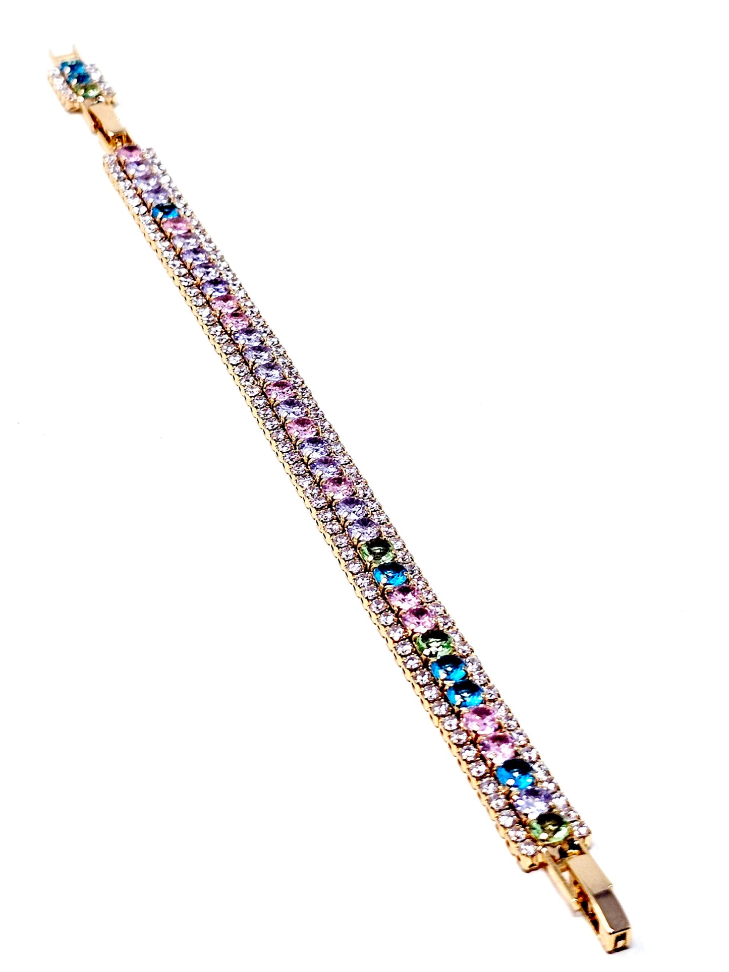 Bracciale Tennis "Infinity" Gold con Pietre Pastel Colors