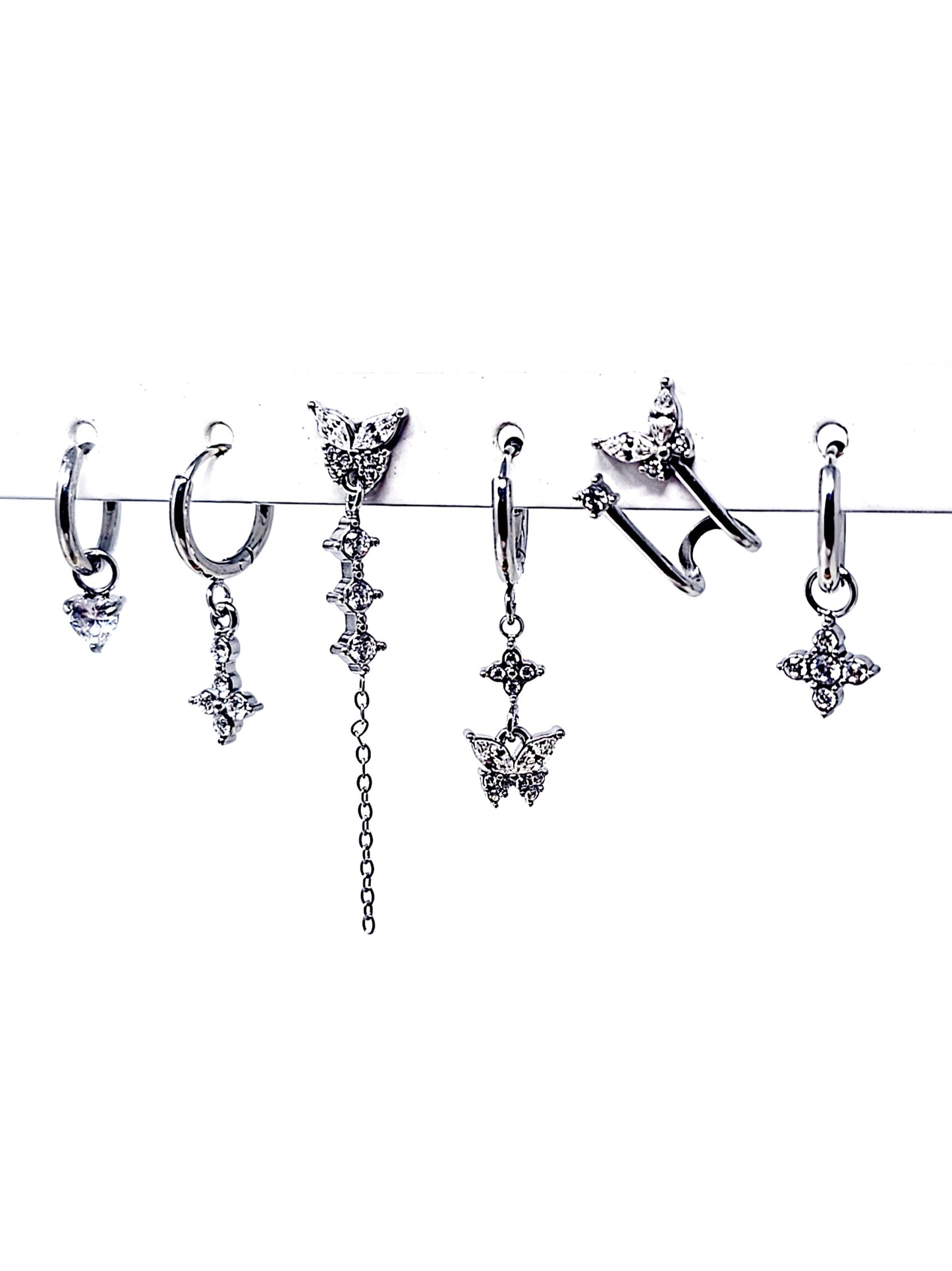 Set di 6 Orecchini "Butterfly" Silver