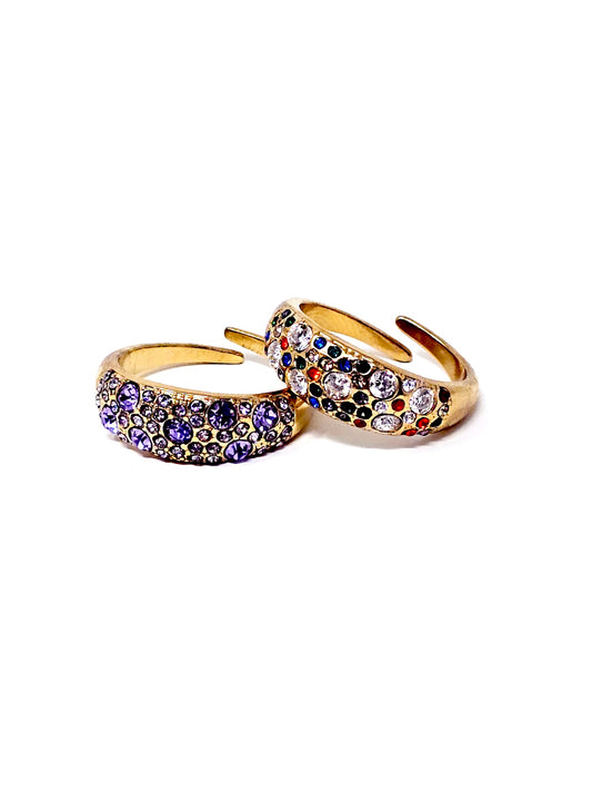 Anello Regolabile "Artemide" Gold con Pietre Color Ametista o Vintage Colors