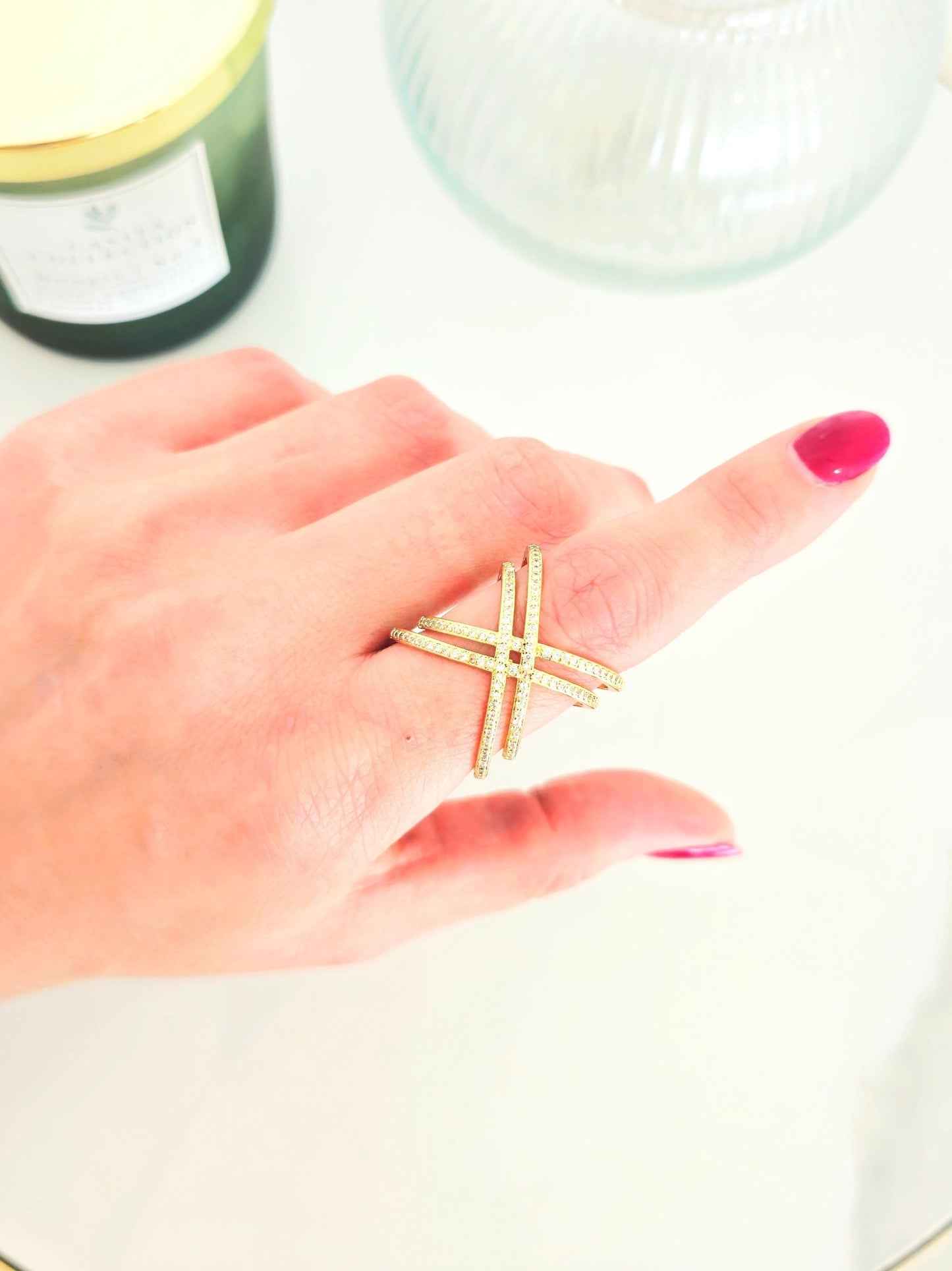 Anello Regolabile "Double Cross" Gold - 333HOPE333