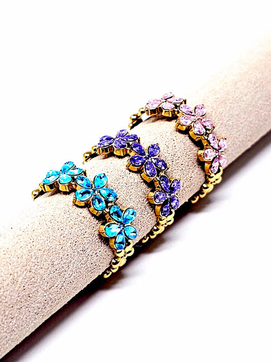Anello Regolabile "Marghe" Gold con Pietre Color Quarzo Rosa o Acquamarina o Ametista - 333HOPE333