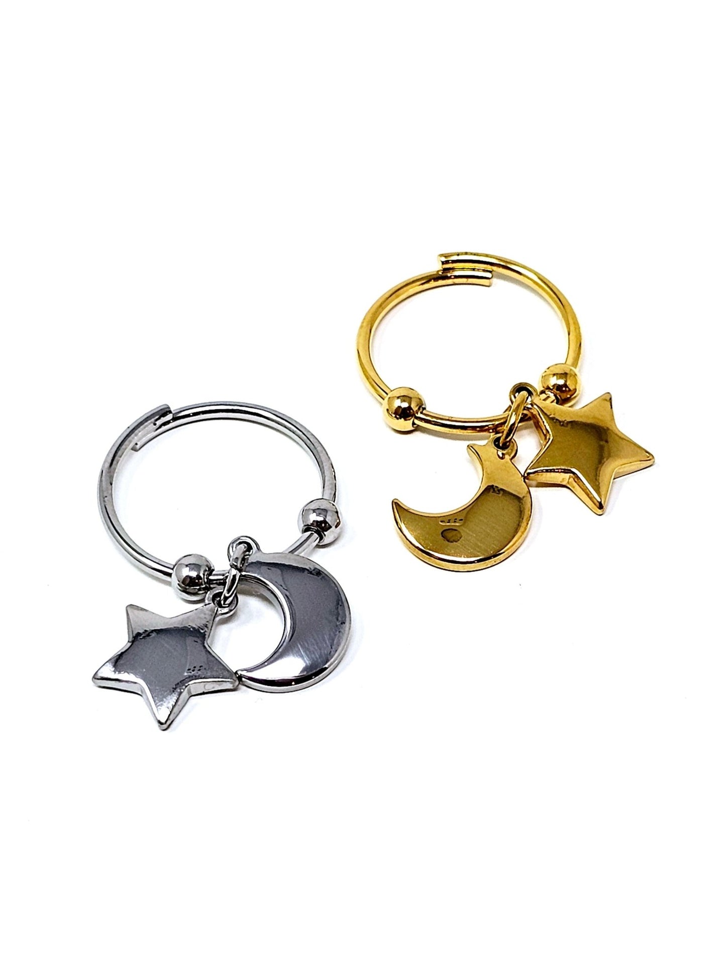 Anello Regolabile "Moon & Star" Gold o Silver - 333HOPE333