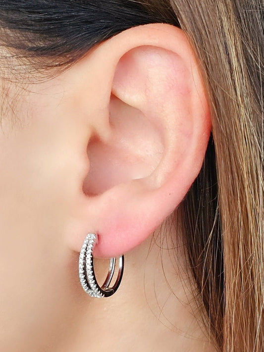 ARGENTO 925 - Coppia Hoops "Cross" - 333HOPE333