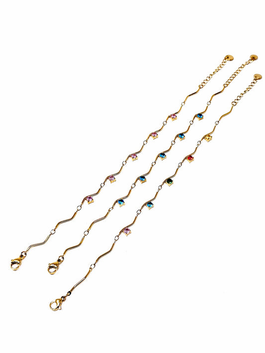 Bracciale "Medea" Gold con Pietre Quarzo Rosa o Acquamarina o Multicolor - 333HOPE333