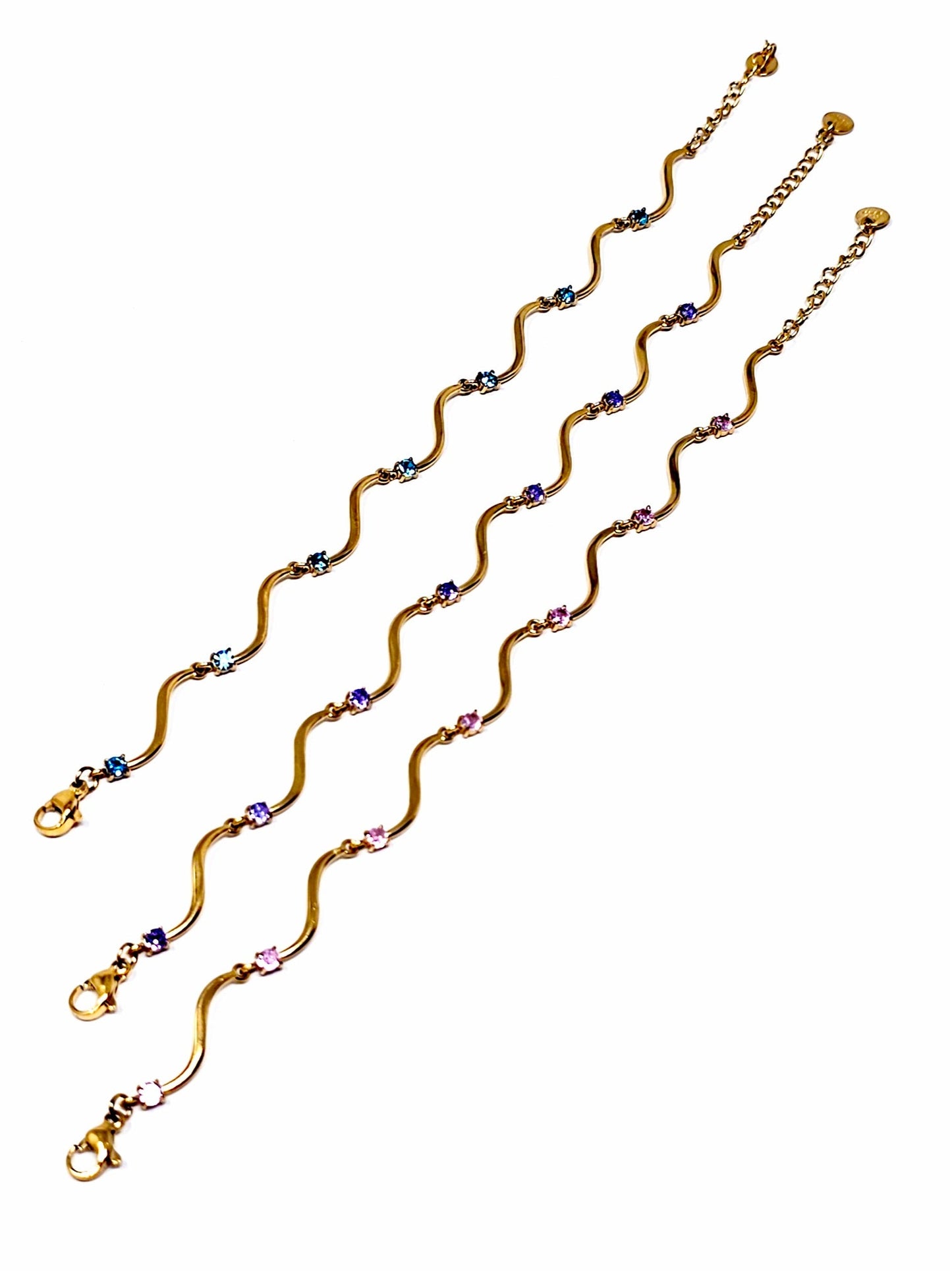 Bracciale "Mirea" Gold con Pietre Quarzo Rosa o Acquamarina o Ametista - 333HOPE333