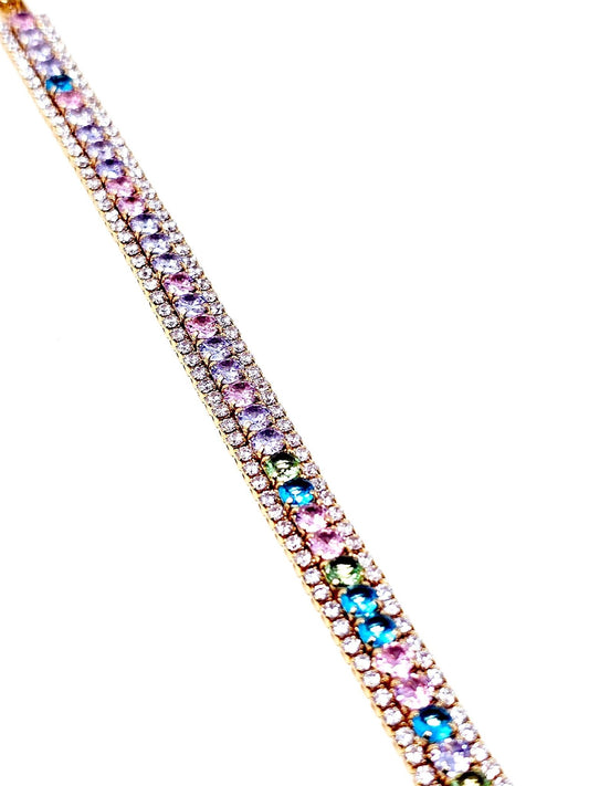 Bracciale Tennis "Infinity" Gold con Pietre Pastel Colors - 333HOPE333