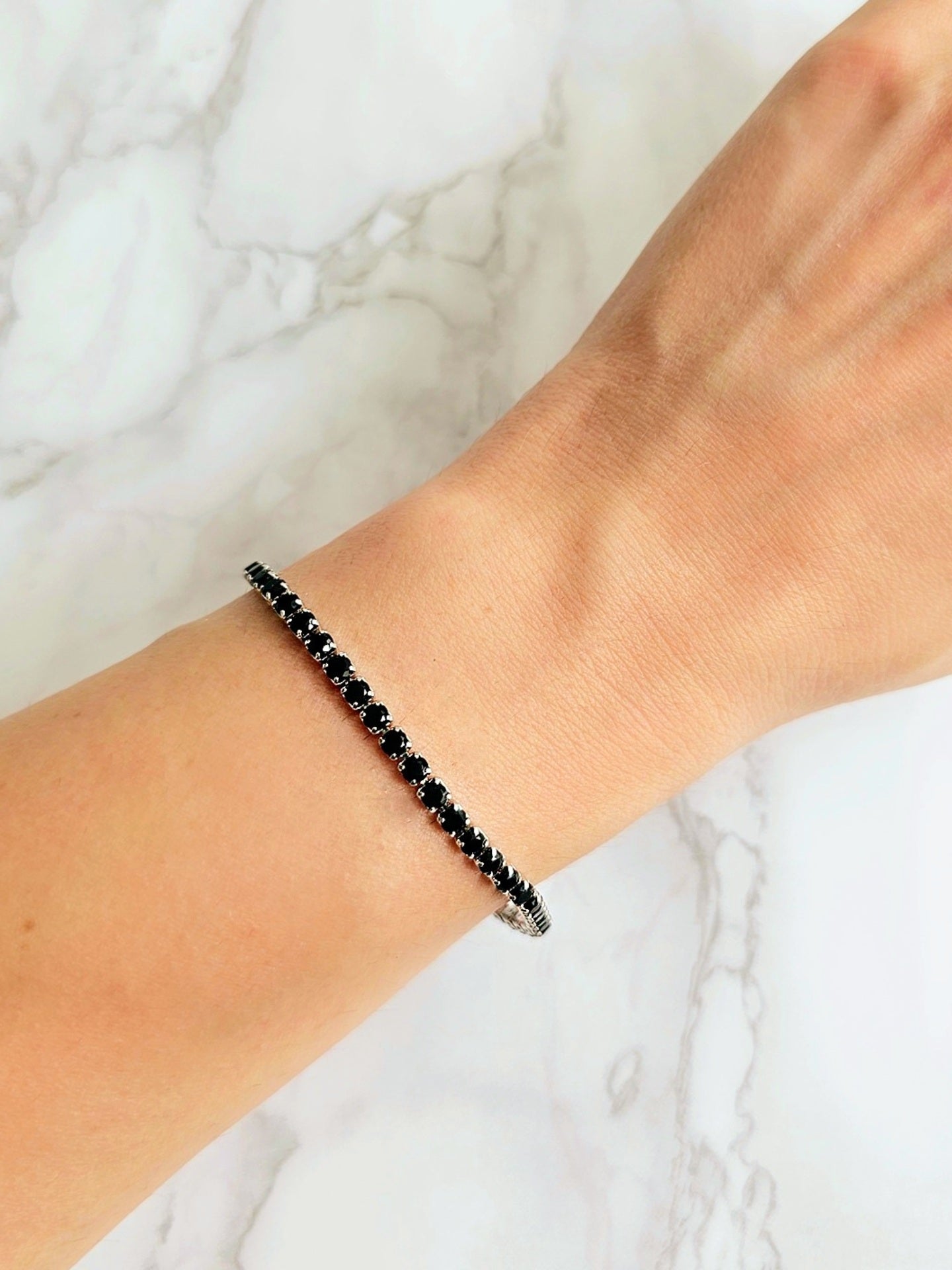 Bracciale Tennis Silver con Pietre 3 mm. Nere - 333HOPE333