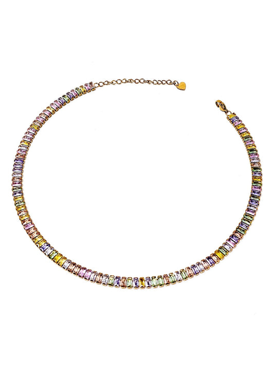 Choker/Girocollo Tennis "Royalty" Gold con Pietre Multicolor - 333HOPE333