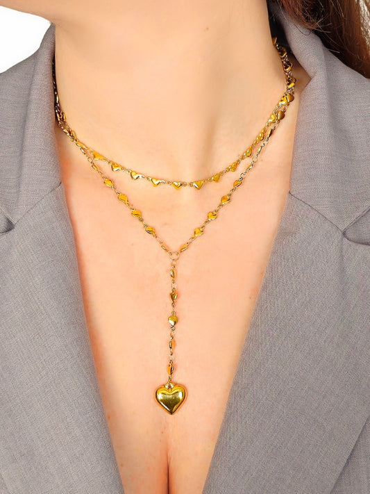 Collana a Due Fili "Cuoricini" Gold - 333HOPE333