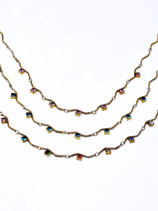 Collana Girocollo "Medea" Gold con Pietre Quarzo Rosa o Acquamarina o Multicolor - 333HOPE333