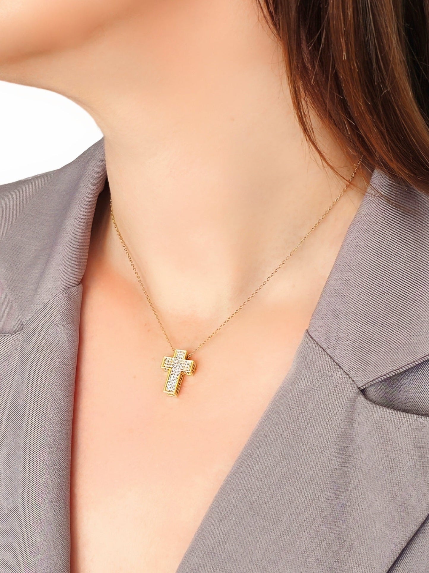 Collana Girocollo "Squared Cross" Gold - 333HOPE333