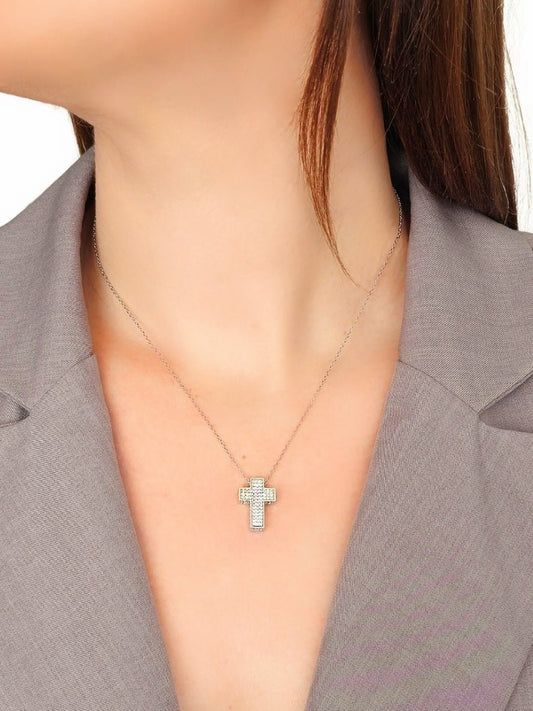 Collana Girocollo "Squared Cross" Silver - 333HOPE333