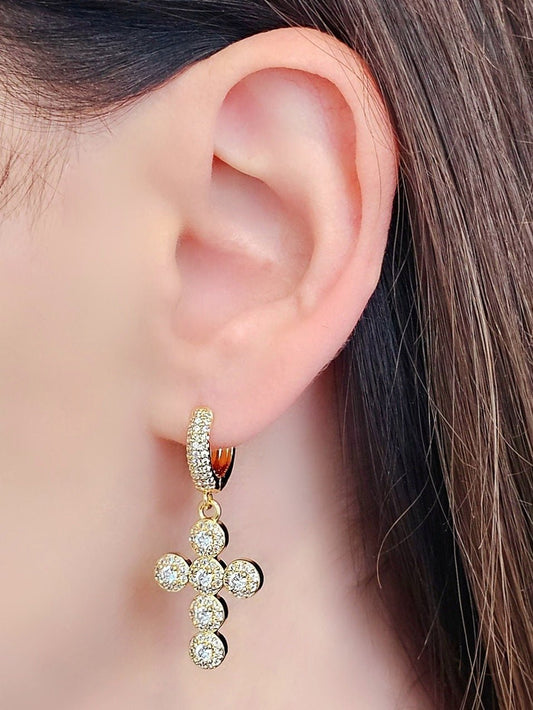 Coppia di Mini Hoops "Croce Magic" Gold - 333HOPE333