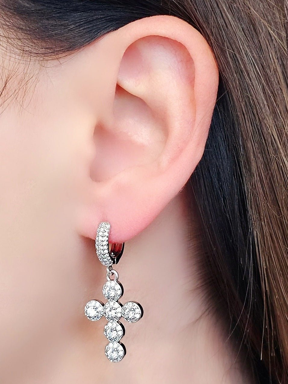 Coppia di Mini Hoops "Croce Magic" Silver - 333HOPE333