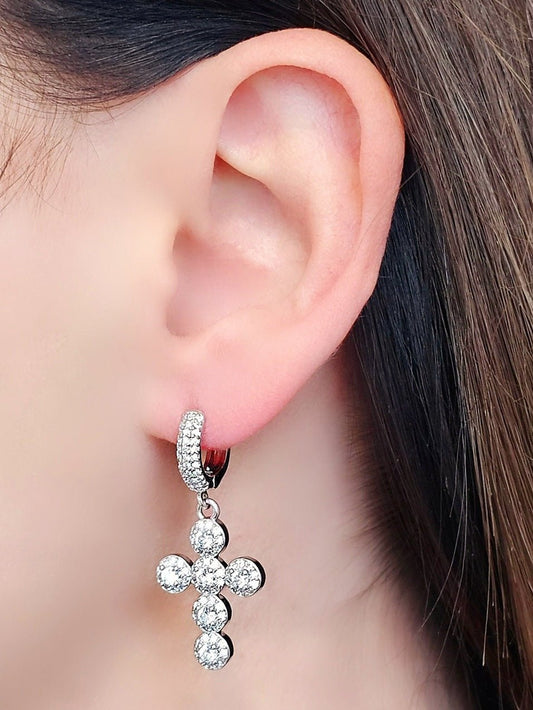 Coppia di Mini Hoops "Croce Magic" Silver - 333HOPE333