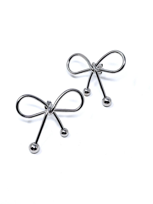 Coppia di Orecchini "Bow Line” Silver - 333HOPE333