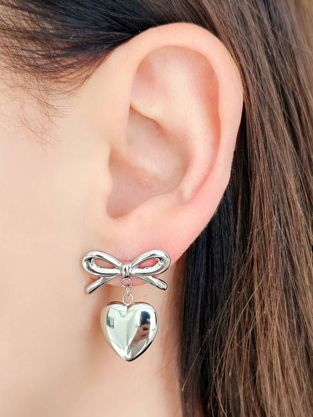 Coppia di Orecchini "Love Bow” Silver - 333HOPE333