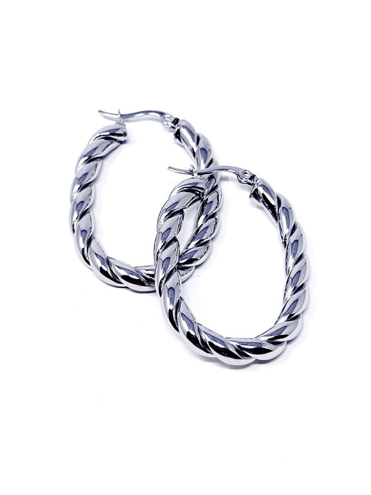 Coppia di Orecchini “Torchon Oval” Silver - 333HOPE333