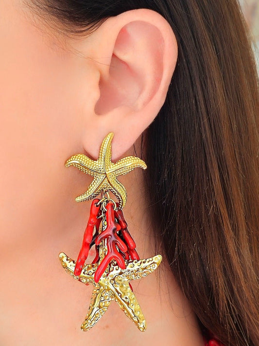 Coppia di Pendenti "Capri" Rosso Corallo - 333HOPE333