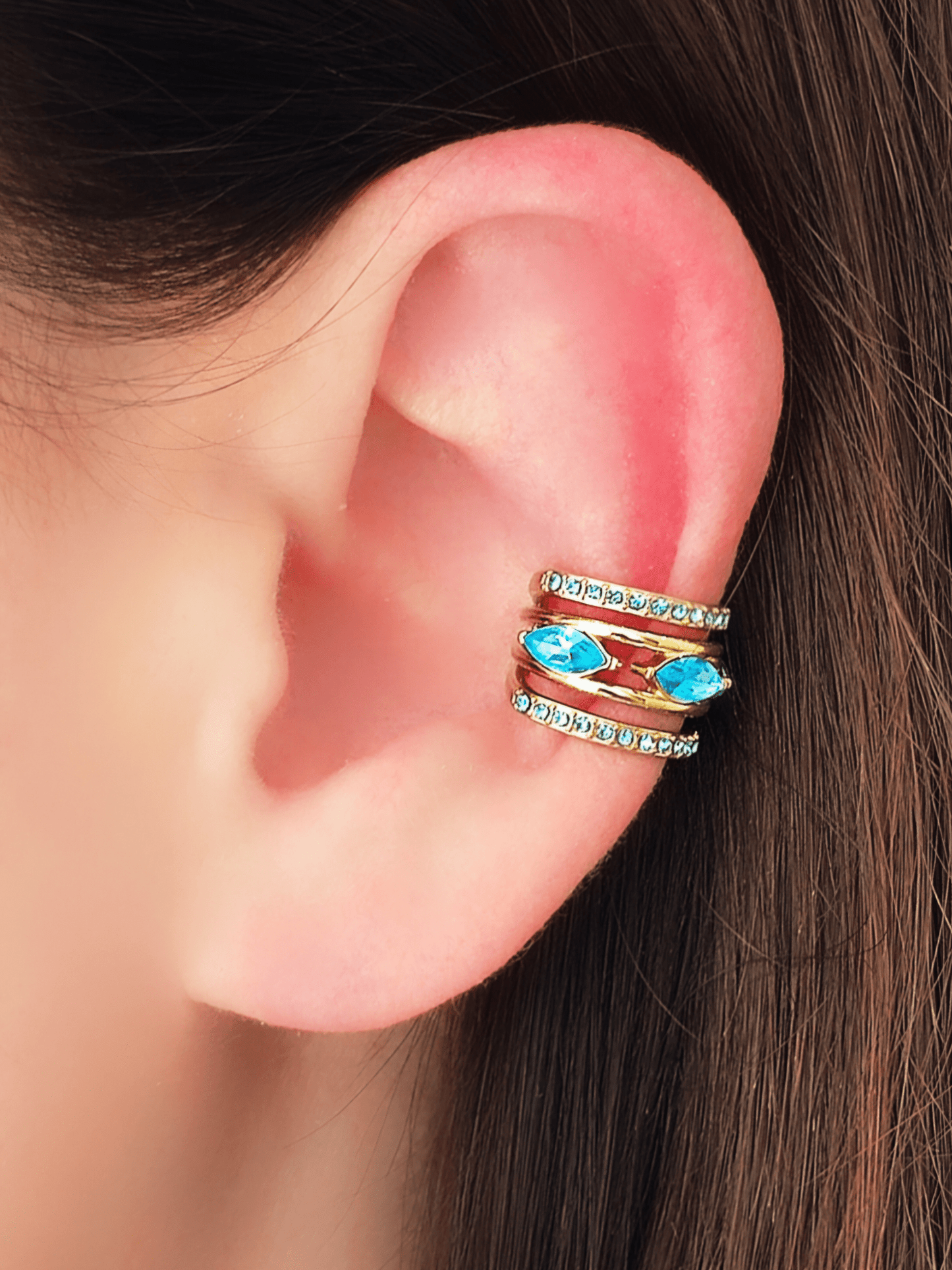 Ear Cuff "Jasmine" Gold con Pietre Color Quarzo Rosa o Acquamarina - 333HOPE333