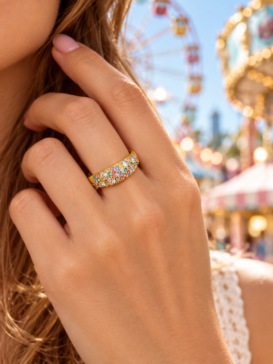 Anello Regolabile "Artemide" Gold con Pietre Pastel Colors
