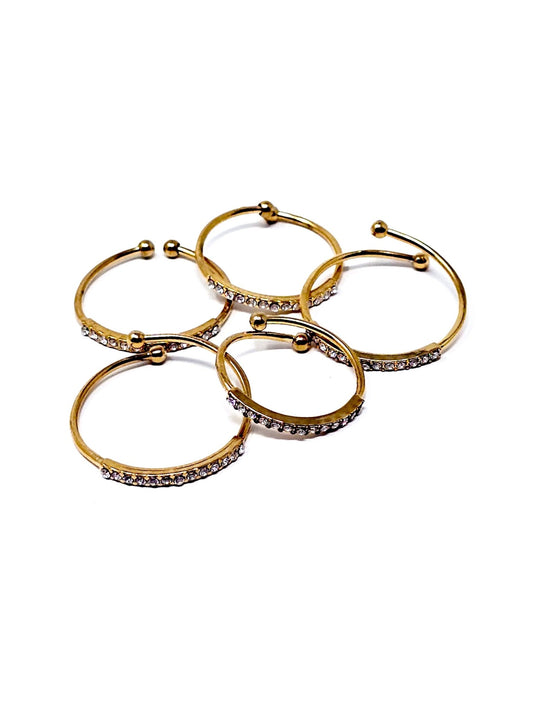 Set di 5 Fedine Regolabili “Pavé" Gold - 333HOPE333