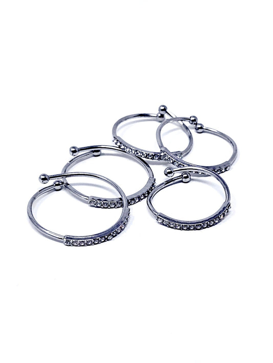 Set di 5 Fedine Regolabili “Pavé" Silver - 333HOPE333