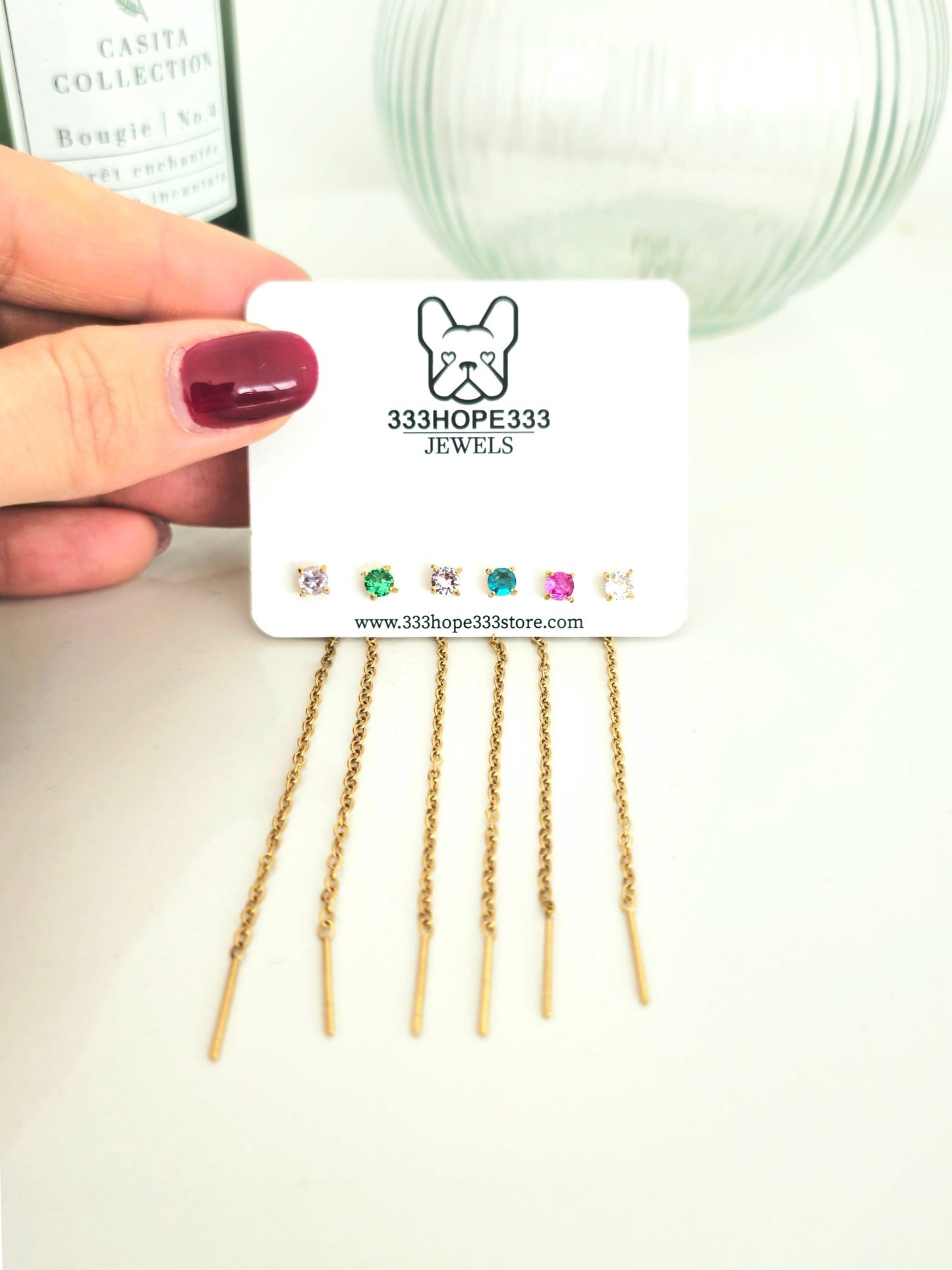 Set di 6 "Punti Luce Chain" Gold con Pietre Multicolor - 333HOPE333