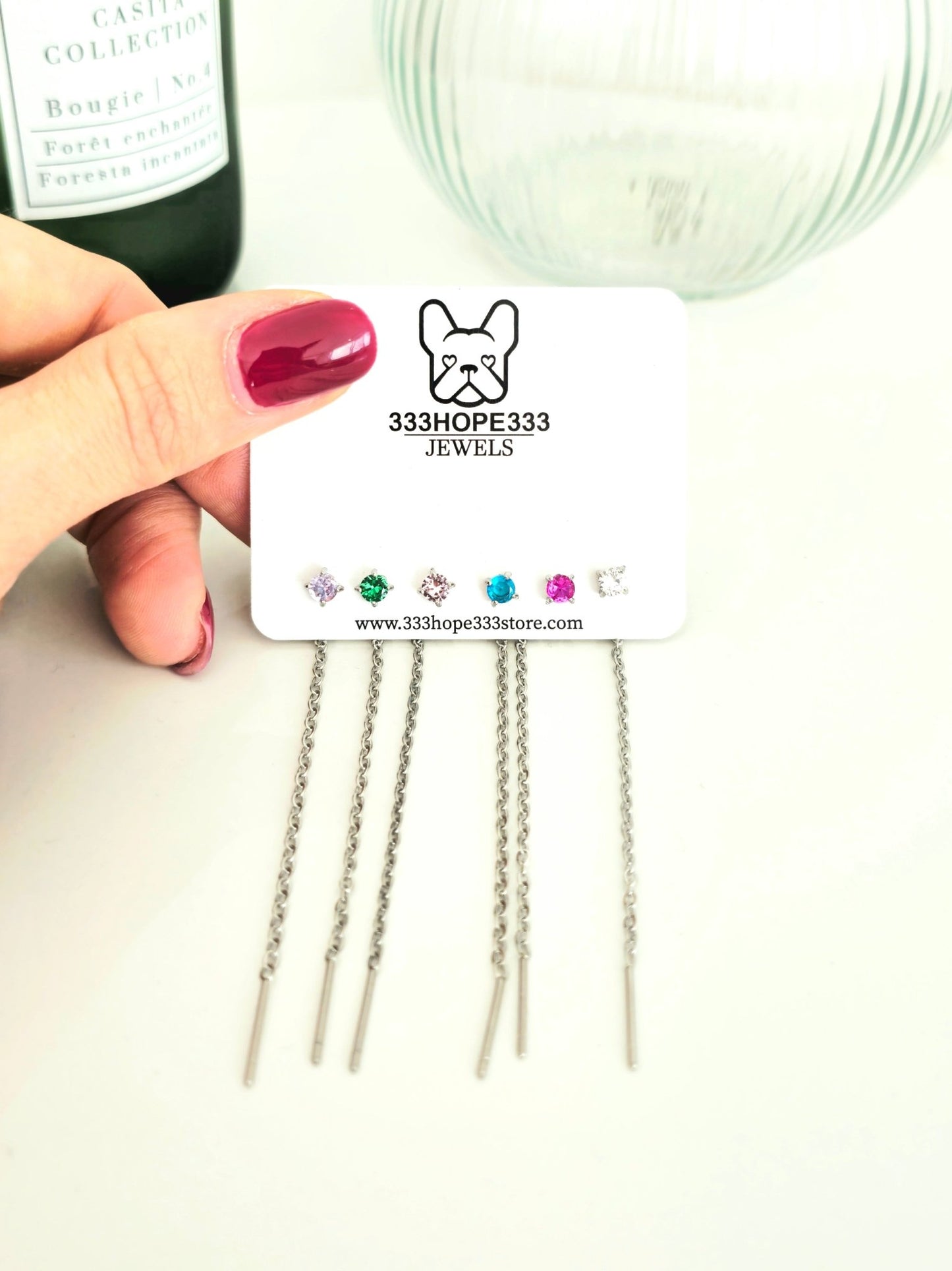 Set di 6 "Punti Luce Chain" Silver con Pietre Multicolor - 333HOPE333