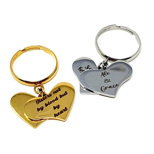 Anello Personalizzato Regolabile "Double Heart" Gold o Silver - 333HOPE333