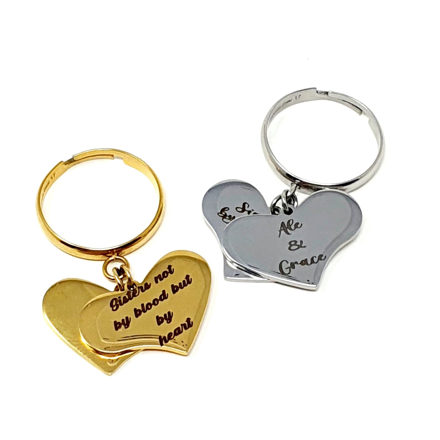 Anello Personalizzato Regolabile "Double Heart" Gold o Silver - 333HOPE333