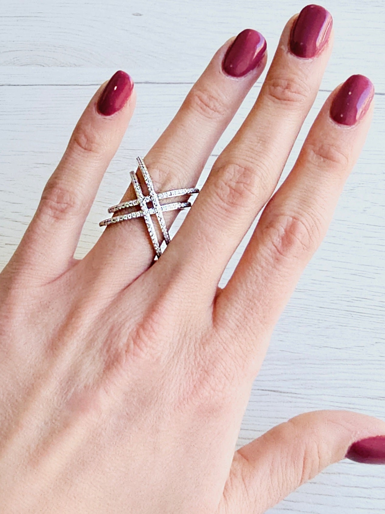 Anello Regolabile "Double Cross" Silver - 333HOPE333