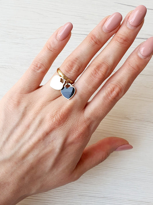 Anello Regolabile "Fifth Avenue" Gold & Nero - 333HOPE333