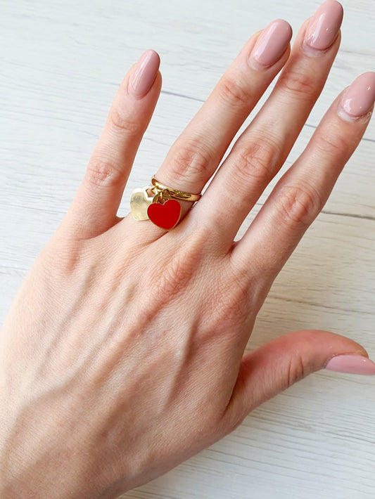 Anello Regolabile "Fifth Avenue" Gold & Rosso - 333HOPE333