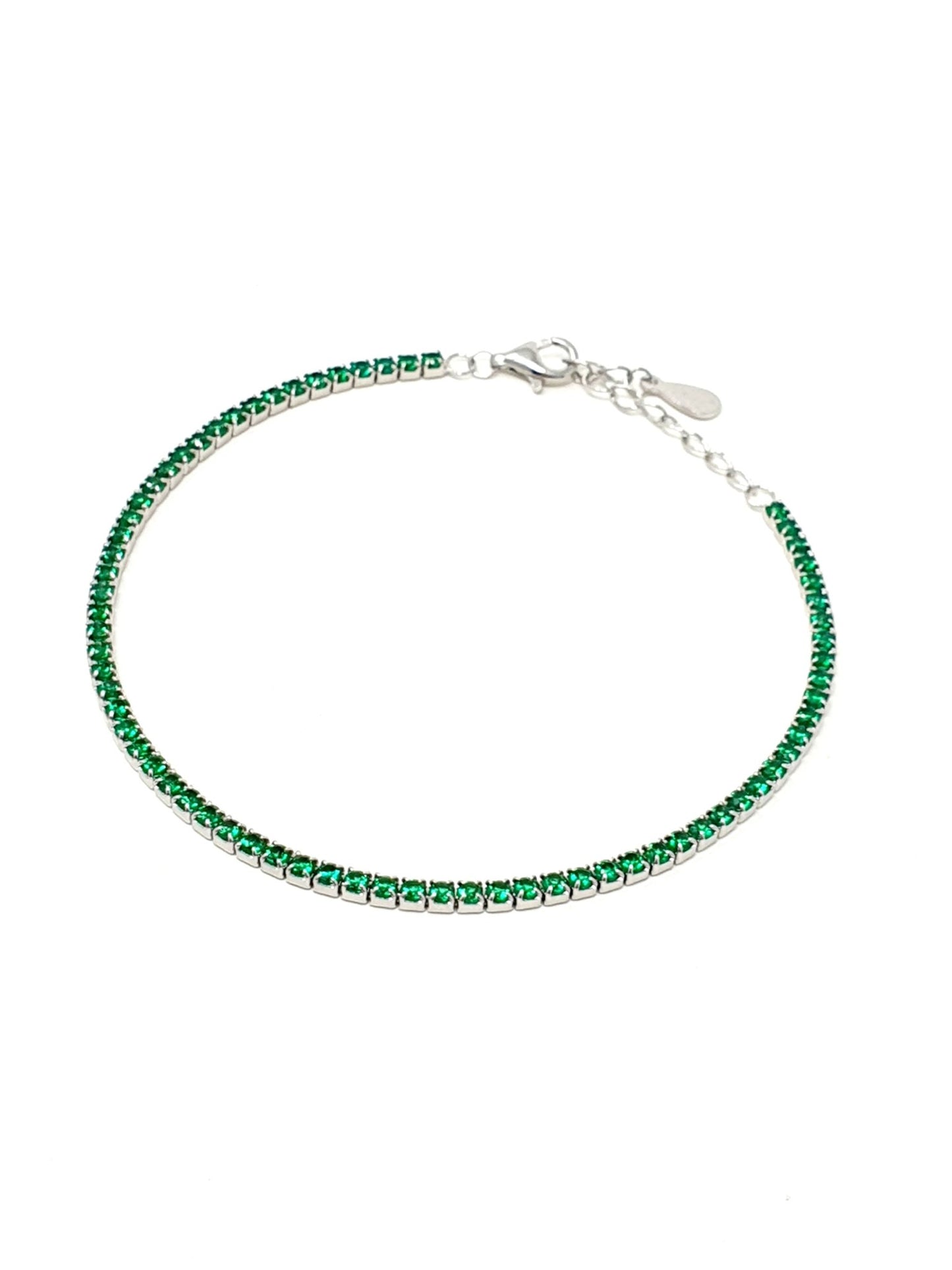 ARGENTO 925 - Bracciale Tennis con Pietre Color Smeraldo - 333HOPE333