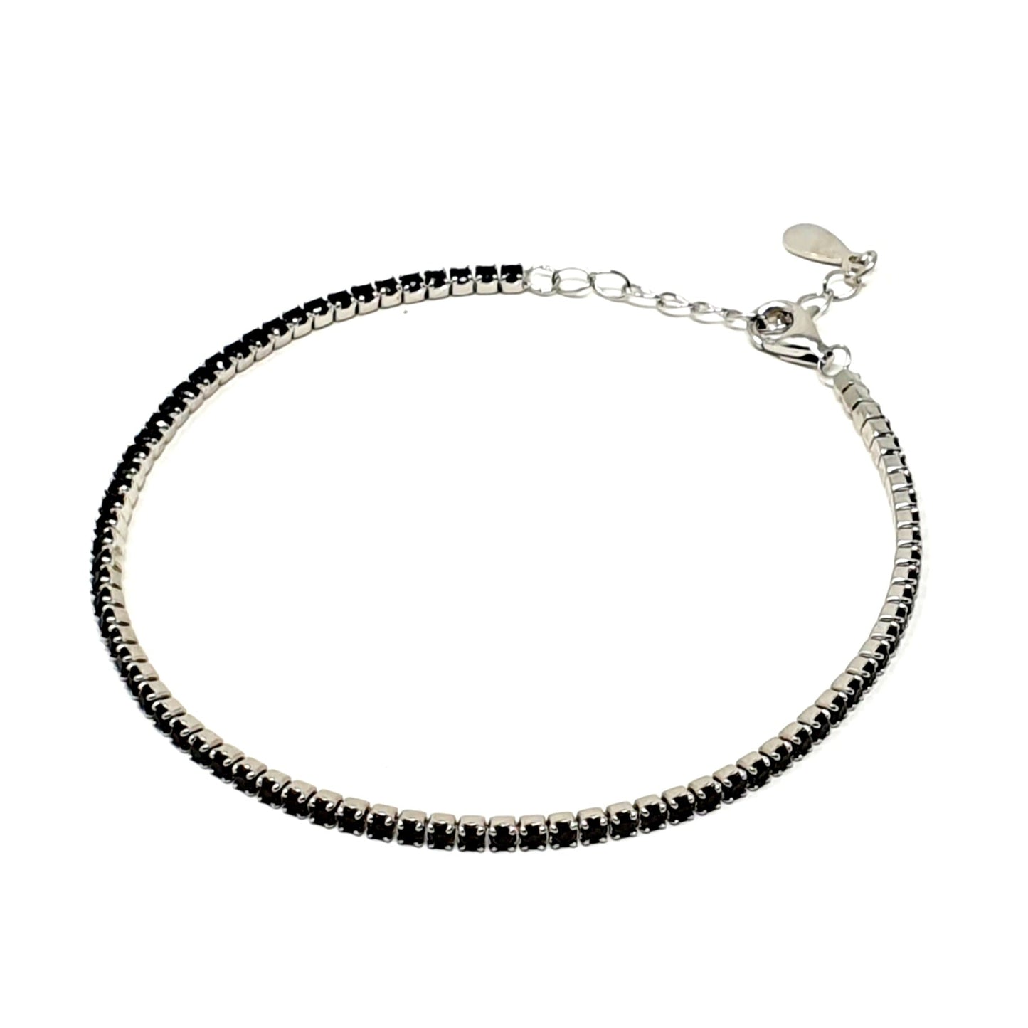 ARGENTO 925 - Bracciale Tennis con Pietre Nere - 333HOPE333