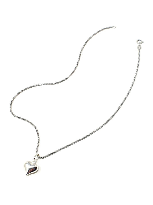 ARGENTO 925 - Catenina Popcorn con Cuore Bombato - 333HOPE333