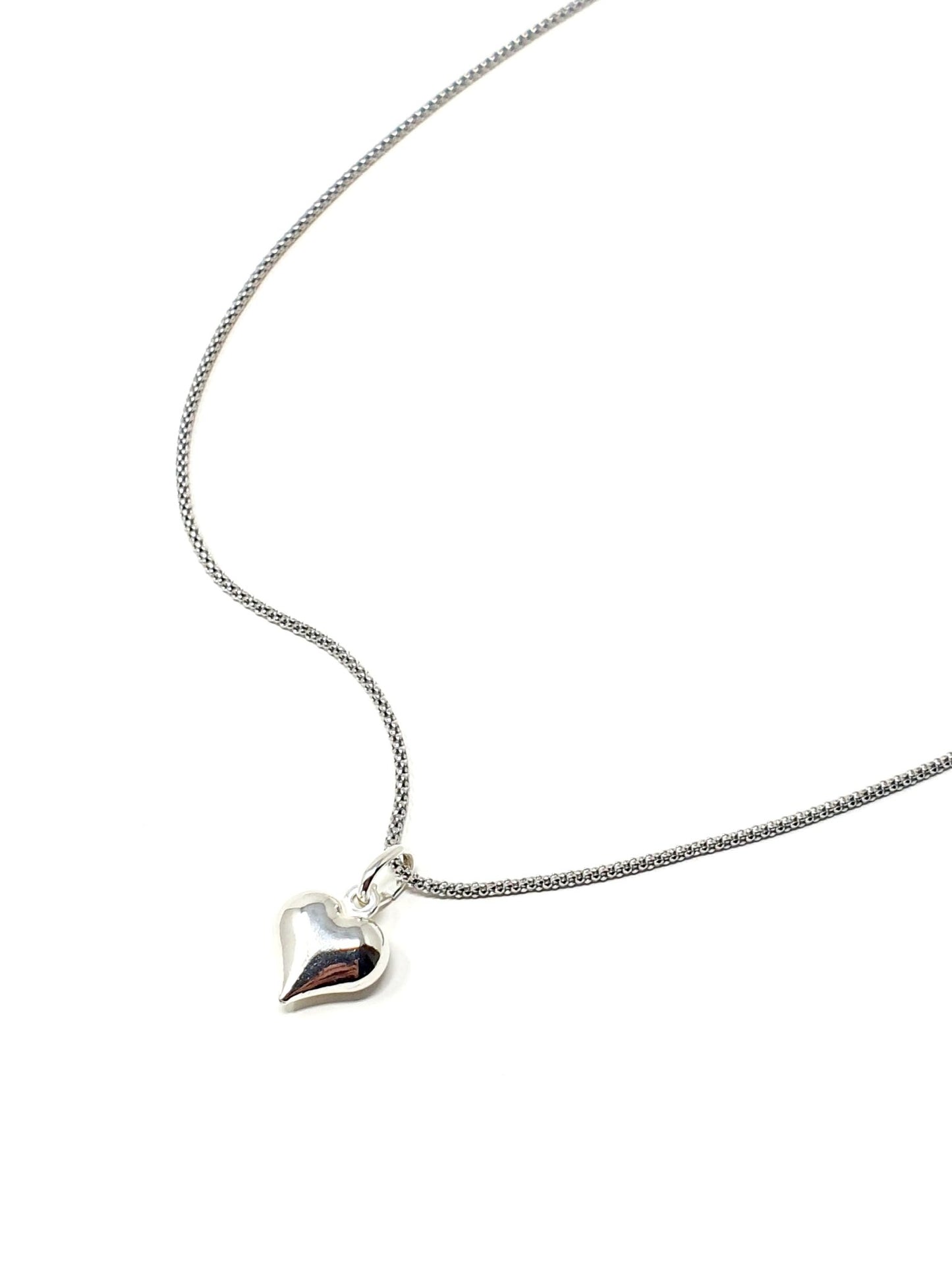 ARGENTO 925 - Catenina Popcorn con Cuore Bombato - 333HOPE333