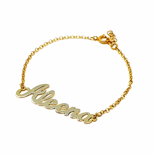 ARGENTO 925 LAMINATO IN ORO 18 Kt - Bracciale Personalizzato con Nome - 333HOPE333