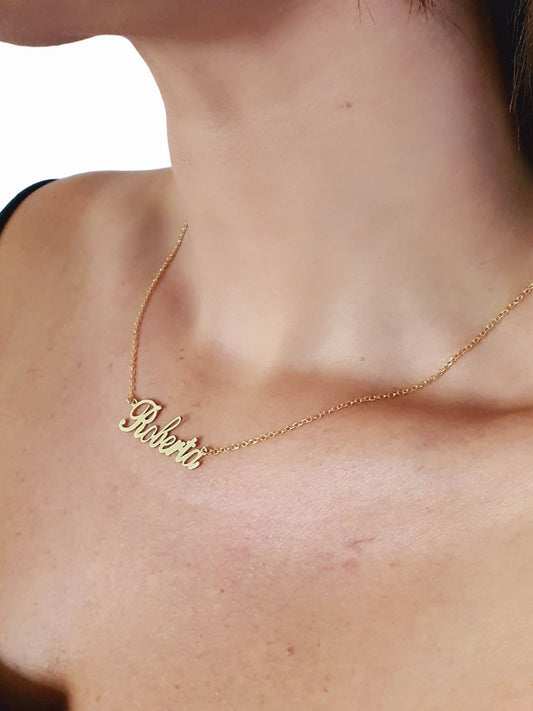 ARGENTO 925 LAMINATO IN ORO 18 Kt - Collana Personalizzata con Nome - 333HOPE333