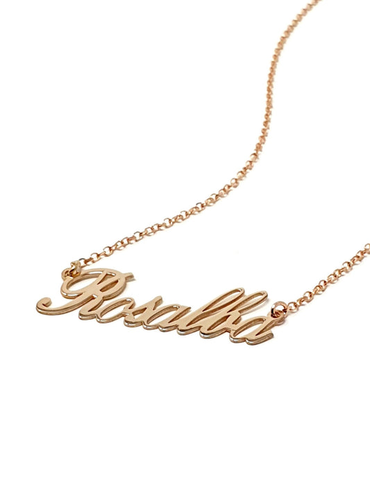 ARGENTO 925 LAMINATO IN ORO ROSA 18 Kt - Collana Personalizzata con Nome - 333HOPE333