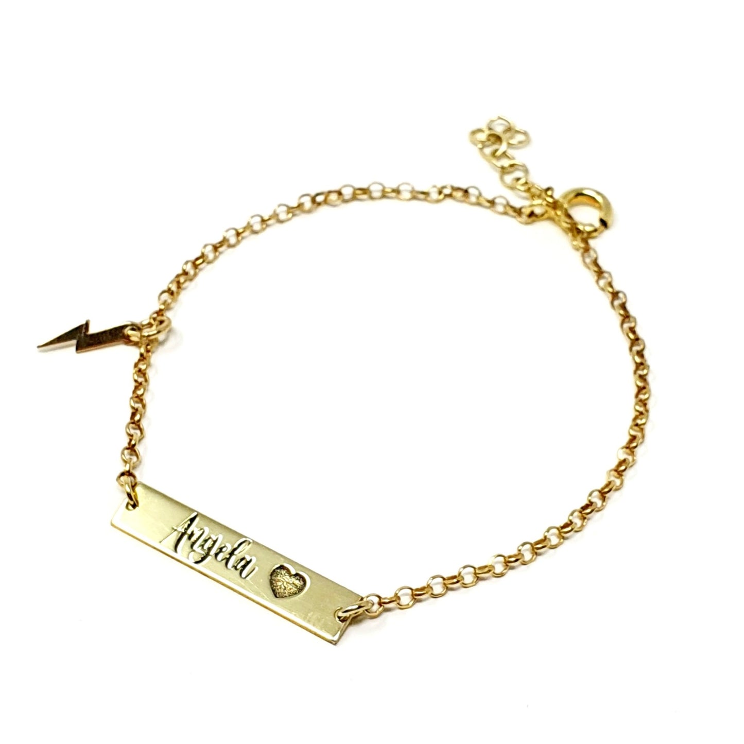 ARGENTO 925 PLACCATO IN ORO 18 Kt - Bracciale Personalizzato con Nome e Ciondolo - 333HOPE333
