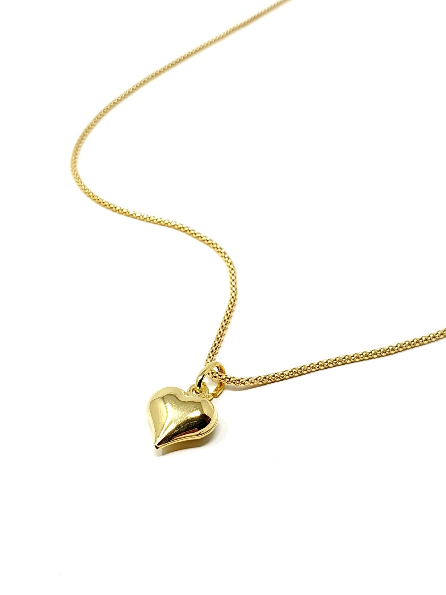 ARGENTO 925 PLACCATO IN ORO 18 Kt - Catenina Popcorn con Cuore Bombato - 333HOPE333