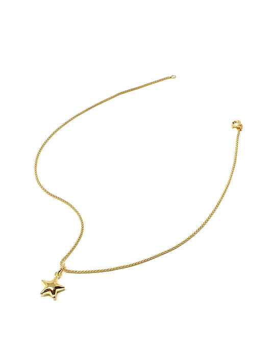 ARGENTO 925 PLACCATO IN ORO 18 Kt - Catenina Popcorn con Stella Bombata - 333HOPE333