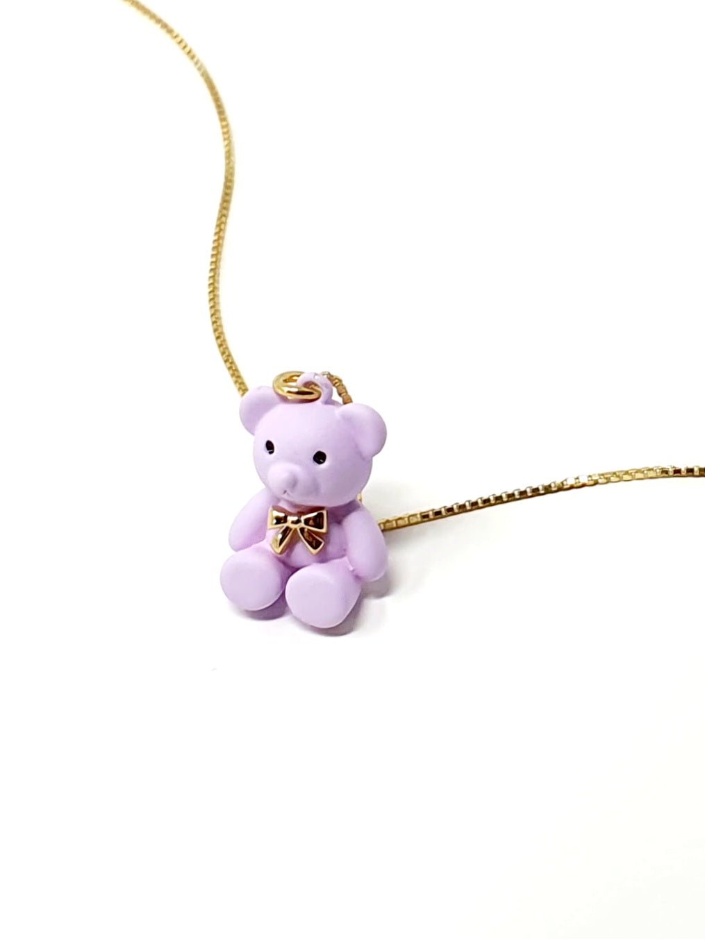 ARGENTO 925 PLACCATO IN ORO 18 Kt - Collana "Orsetto" Lilla - 333HOPE333