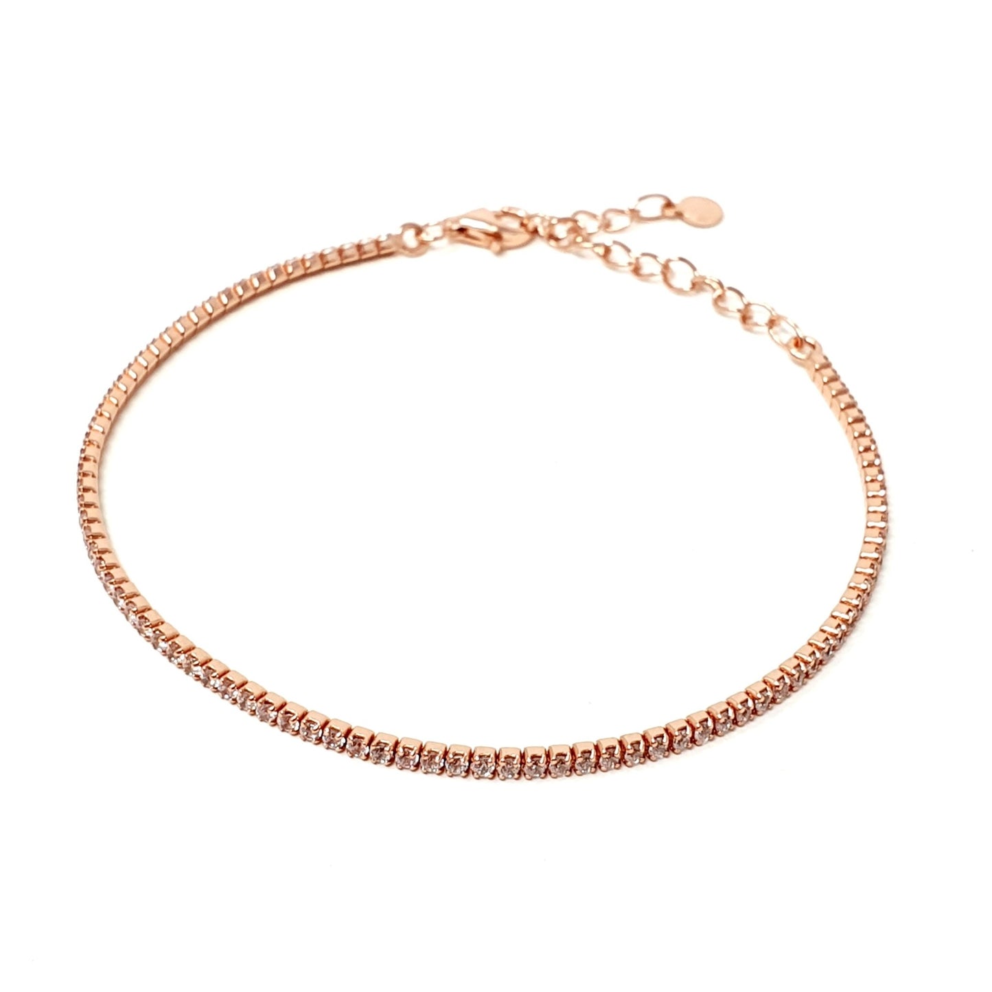 ARGENTO 925 PLACCATO IN ORO ROSA 18 Kt - Bracciale Tennis - 333HOPE333