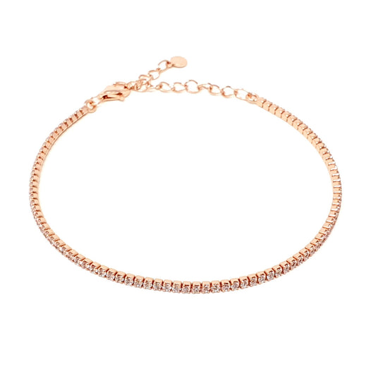 ARGENTO 925 PLACCATO IN ORO ROSA 18 Kt - Bracciale Tennis - 333HOPE333