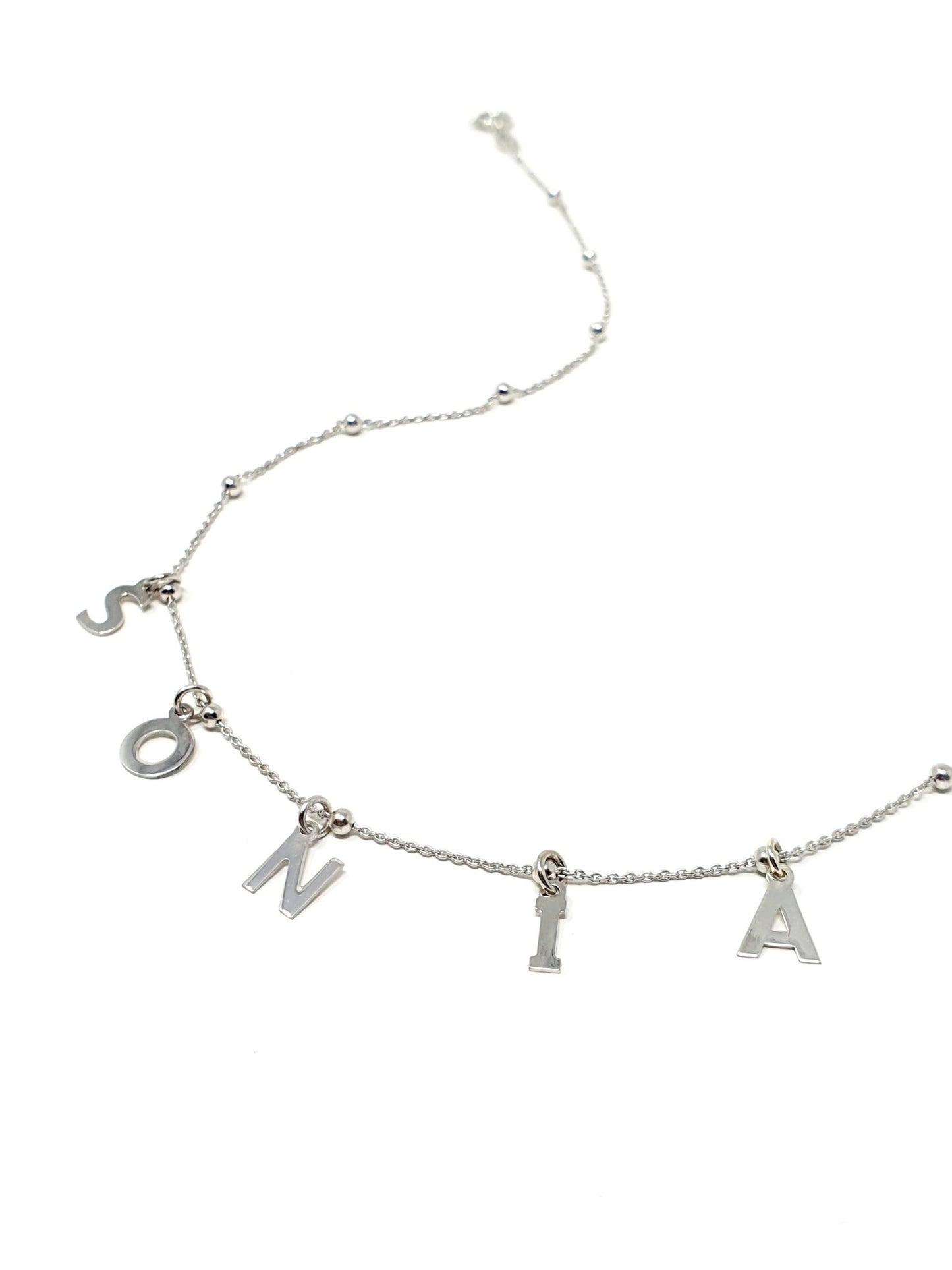 ARGENTO 925/ORO 18 Kt - Collana Personalizzata con Lettere Pendenti - 333HOPE333