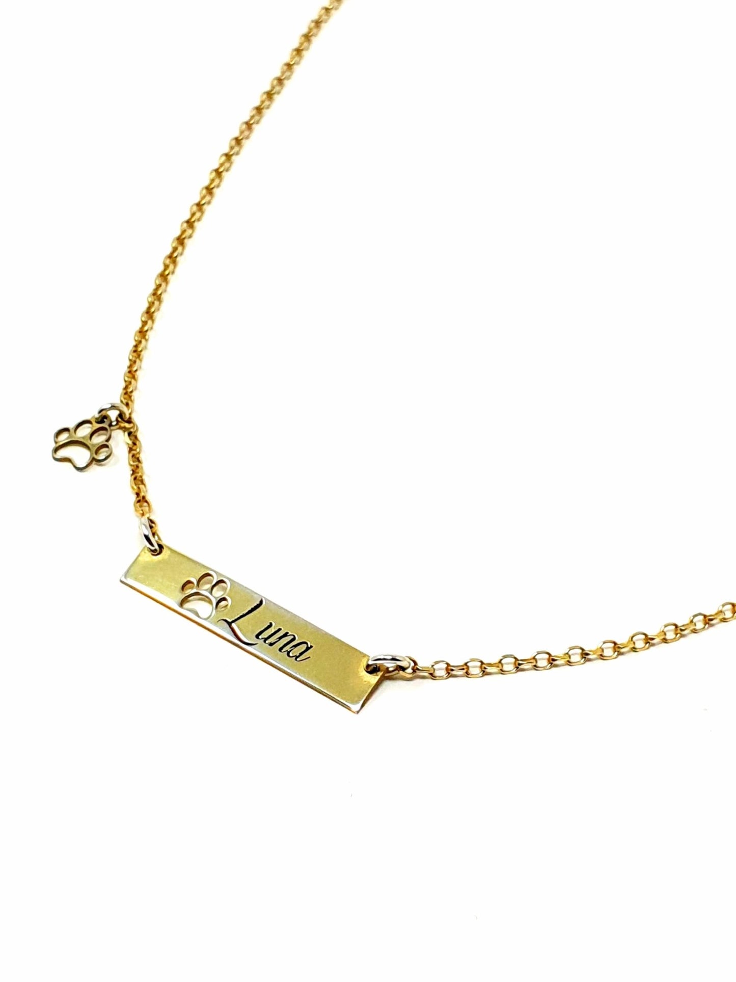 ARGENTO 925/ORO 18 Kt - Collana Personalizzata con Nome e Ciondolo - 333HOPE333