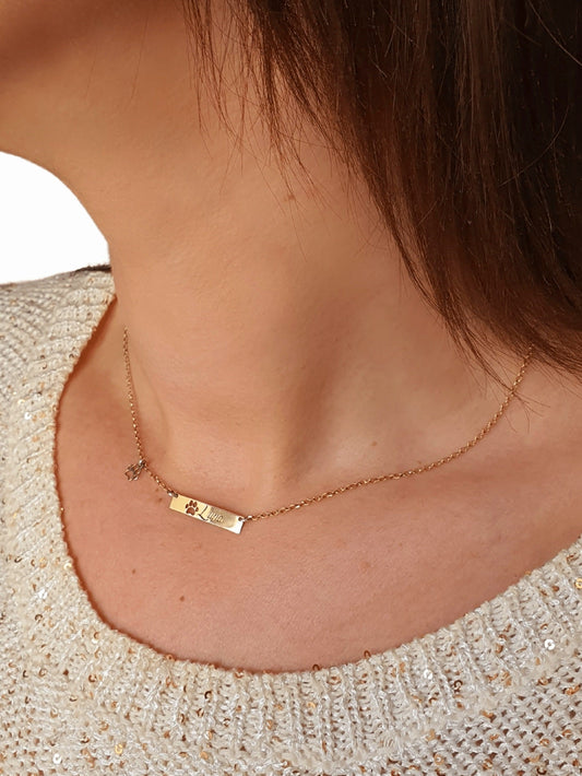 ARGENTO 925/ORO 18 Kt - Collana Personalizzata con Nome e Ciondolo - 333HOPE333